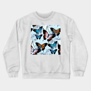 Exquisite Magnificent Watercolor Butterflies in Vivid Eclectic Colors Crewneck Sweatshirt